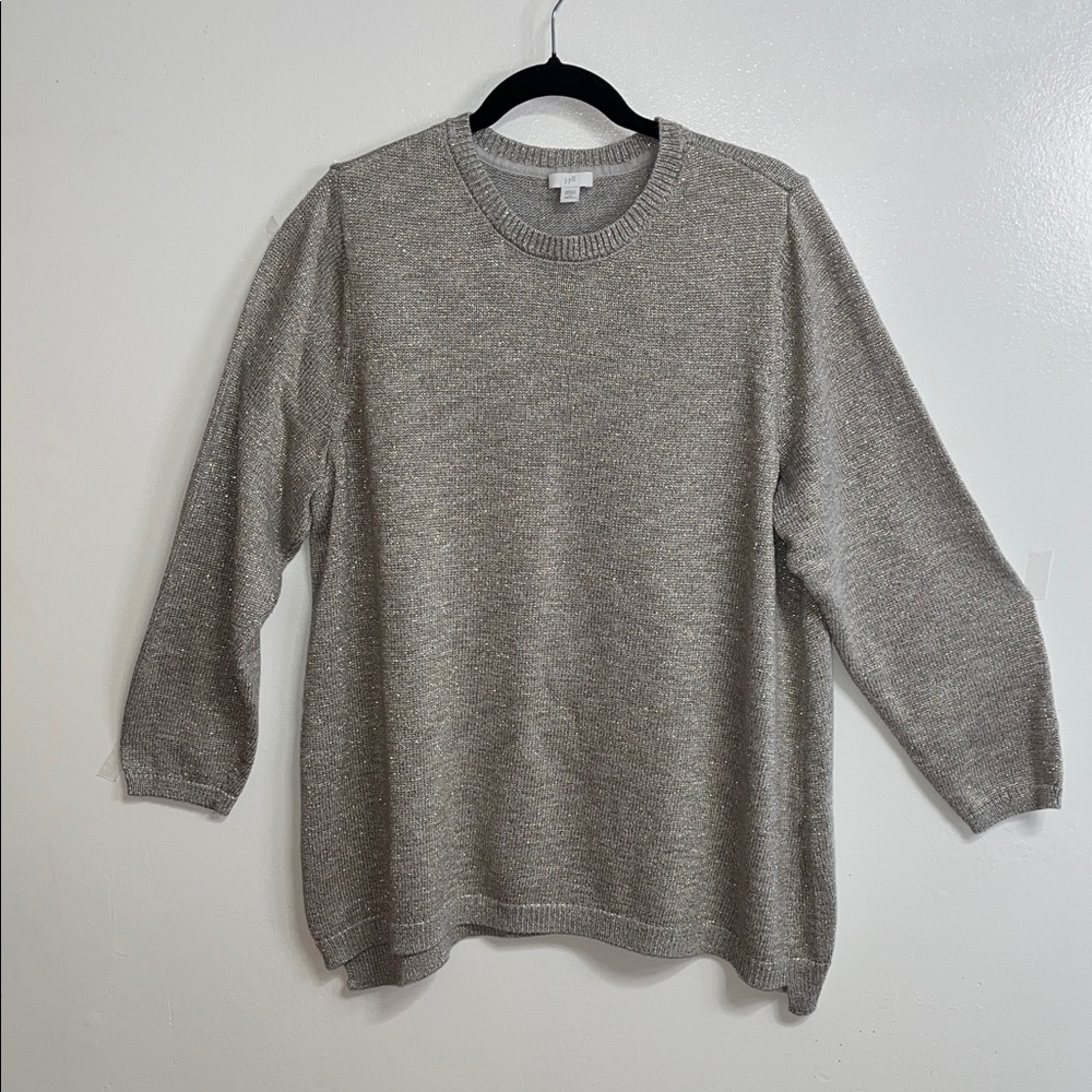J. Jill Women's Light Gray Crewneck Sweater